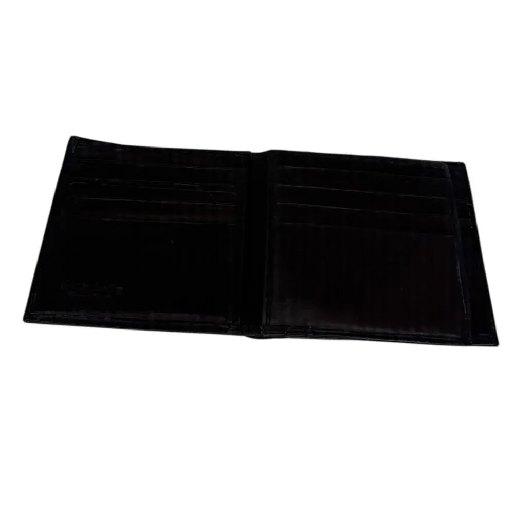 Mens Black Genuine Leather Bifold Wallet Passcase ID Window Card Slots